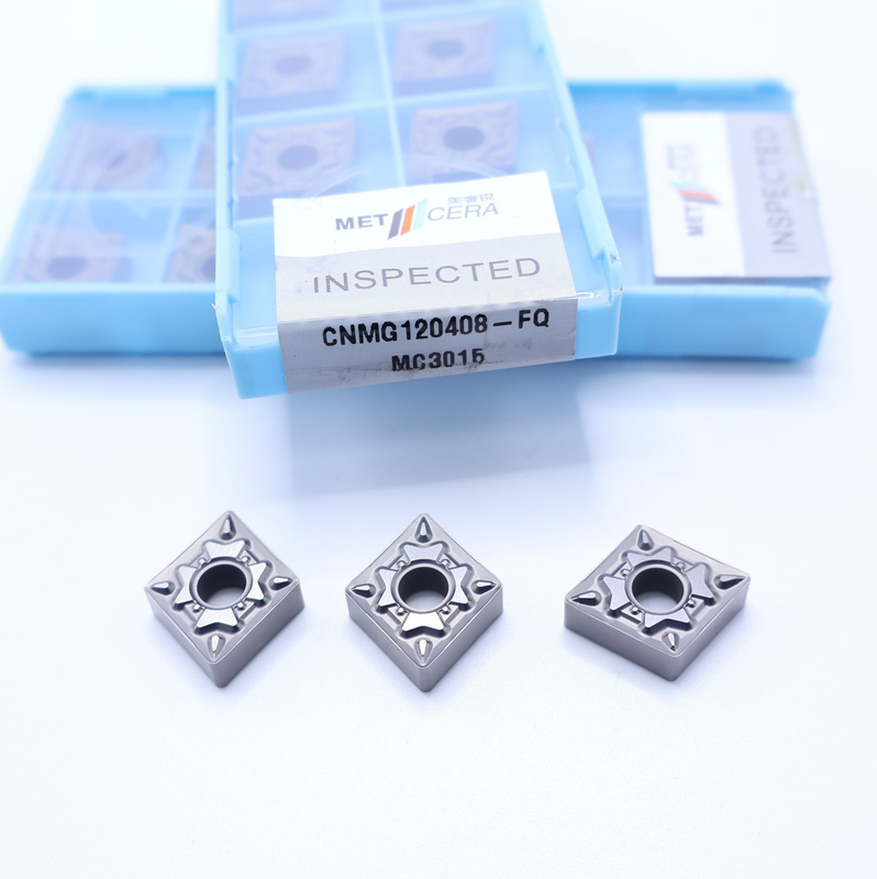HRA92.5 강도 CNMG120408-FQ 외부 회전 CNC 턴 머신 삽입 등급 MC3015 부착되지 않은 세르메트 삽입