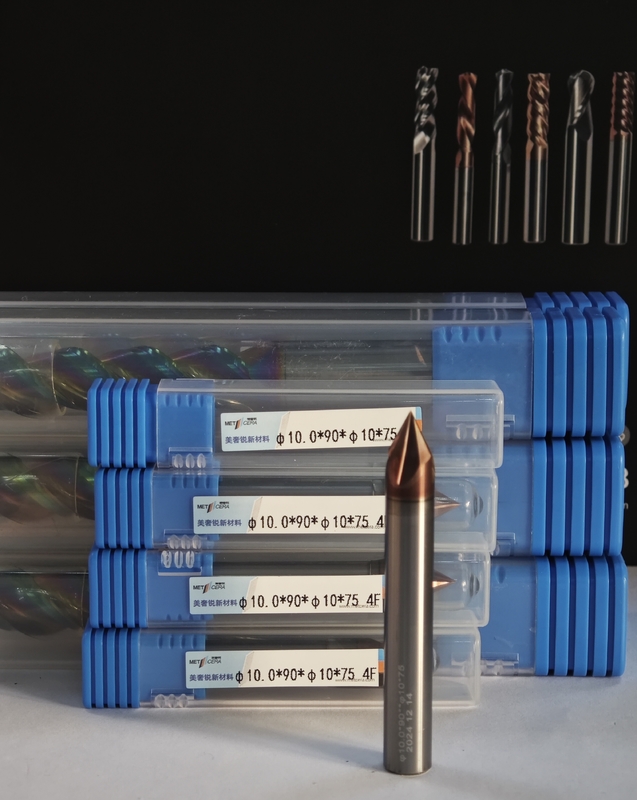 MPG4 CNC 라드 밀 카비드 샴퍼 밀 4 플루트 밀 경과 처리 밀 합금 강철, 폼 강철, 사전 경화 강철, Φ10.0 X 90 ° x Φ10 X 75mm