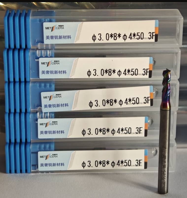 3mm,Φ3.0x8x4Dx50mm 비철금속 가공을 위한 MAE PLUS 세 플루트 탄화물 끝 밀
