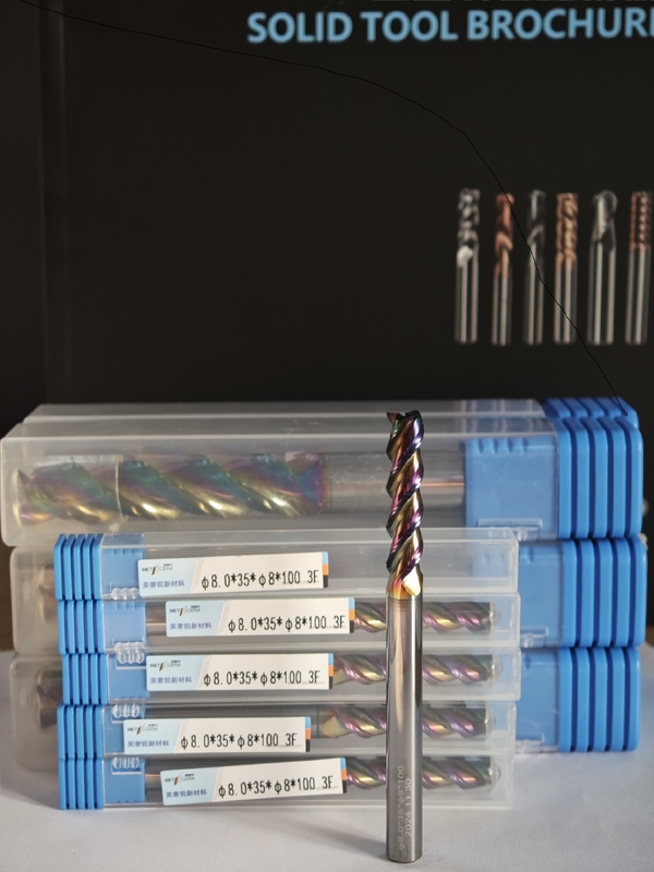 MAE PLUS 금속을 가공하기 위한 긴 플루트 탄화탄자 끝 밀 8mm 지름 HRC55-60 경화