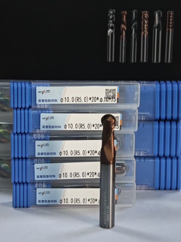 MPB2 고체 탄화물 공 코 끝 밀 2 플루트 R0.5-10, 10mm, Φ10.0 ((R5.0) x20x10Dx75mm
