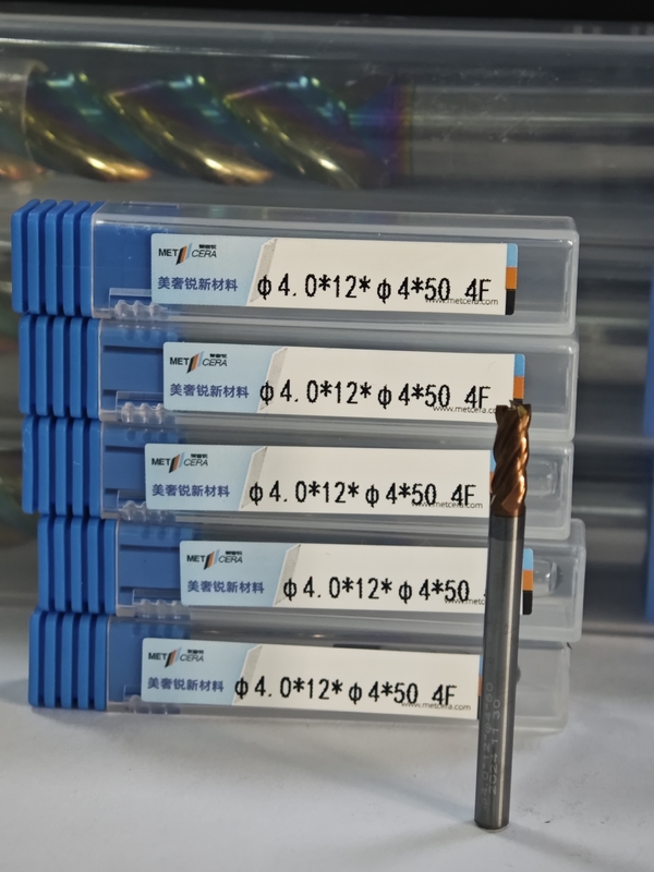 MPE4 거친 처리 4F 고체 탄화물 평면 끝 밀 4mm φ4.0 x 12 x φ4 x 50mm AlCr 코팅 HRC55-HRC60