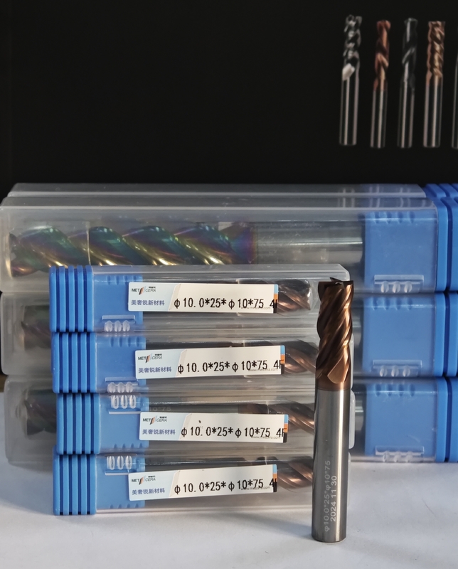 MPE4 고체 탄화탄자 프레싱 커터 4 플루트 평면 끝 밀 AlCr 코팅 φ10.0 x 25 x φ10 x 75mm CNC 밀