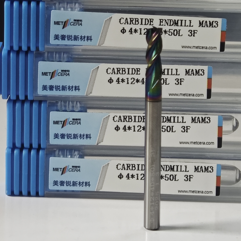 고체 탄화물 MAE PLUS 3 플루트 종말 밀 4mm Φ4x12x4Dx50mm 비철금속 가공용
