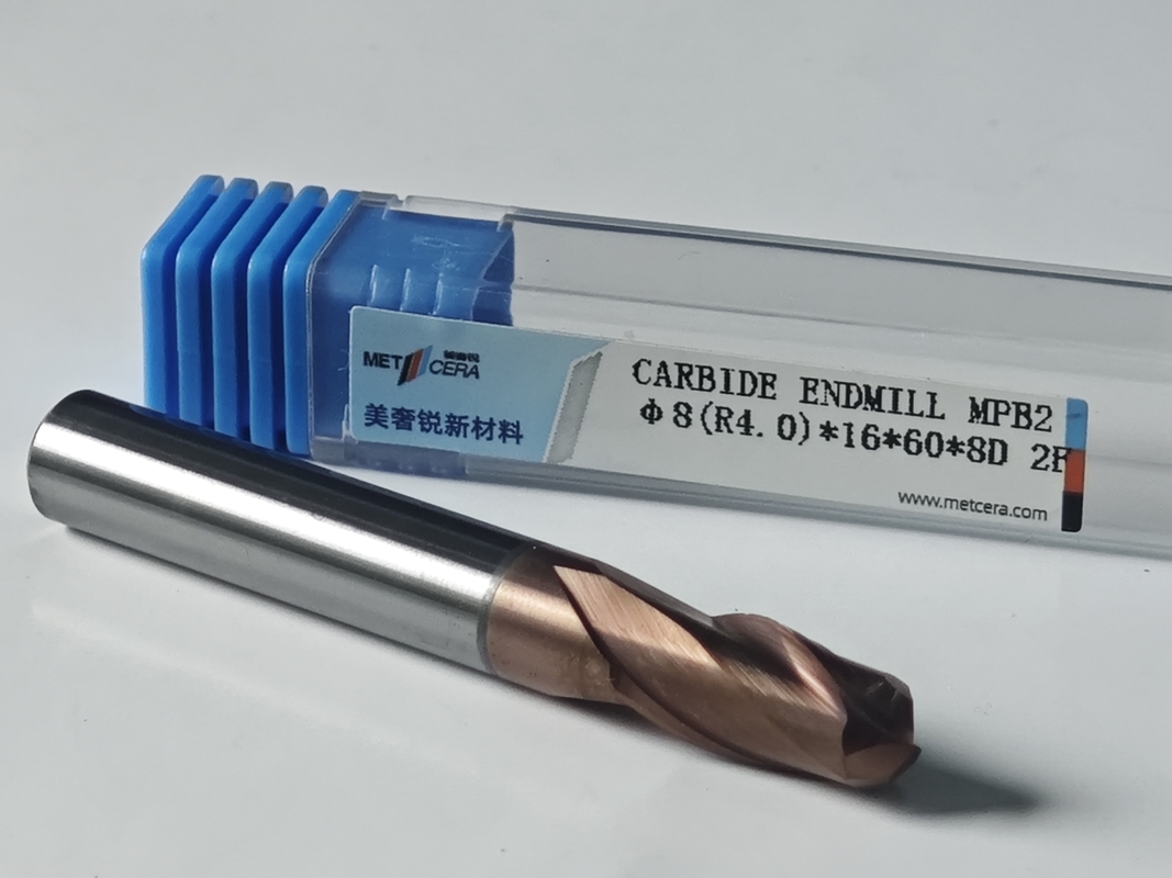 MPB2 고체 탄화물 공 코 끝 밀 2 플루트 HRC55-HRC60 R0.5-10,8mm, Φ8.0 ((R4.0) x16x8Dx60mm