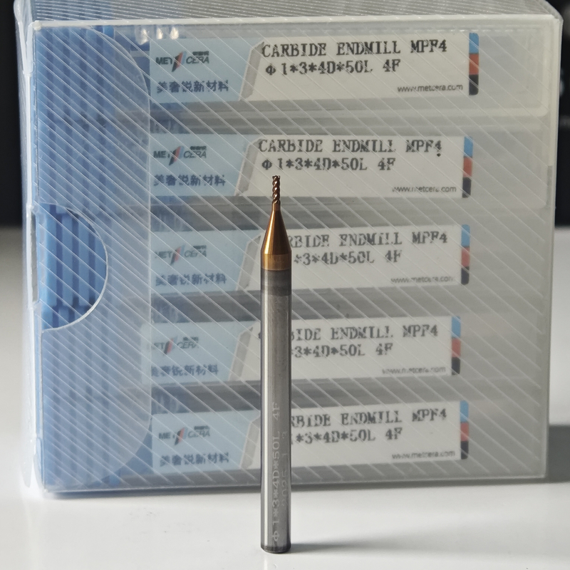 MPF4 솔리드 카비드 4 플루트 평면 끝 밀 1mm 가리는 탄소 강철 Φ1x3x4Dx50mm
