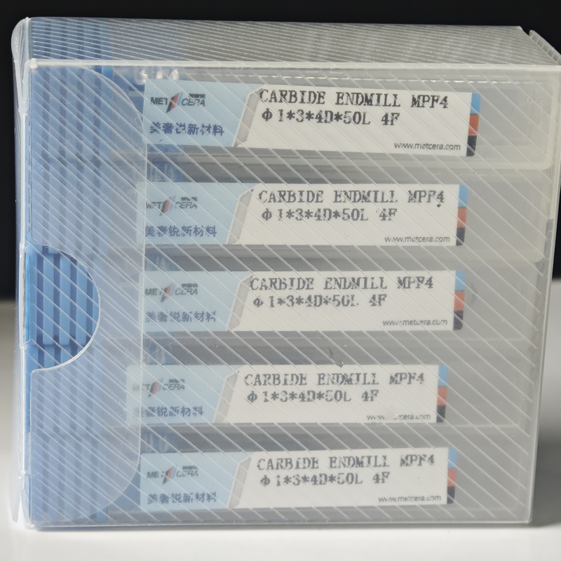 MPF4 솔리드 카비드 4 플루트 평면 끝 밀 1mm 가리는 탄소 강철 Φ1x3x4Dx50mm