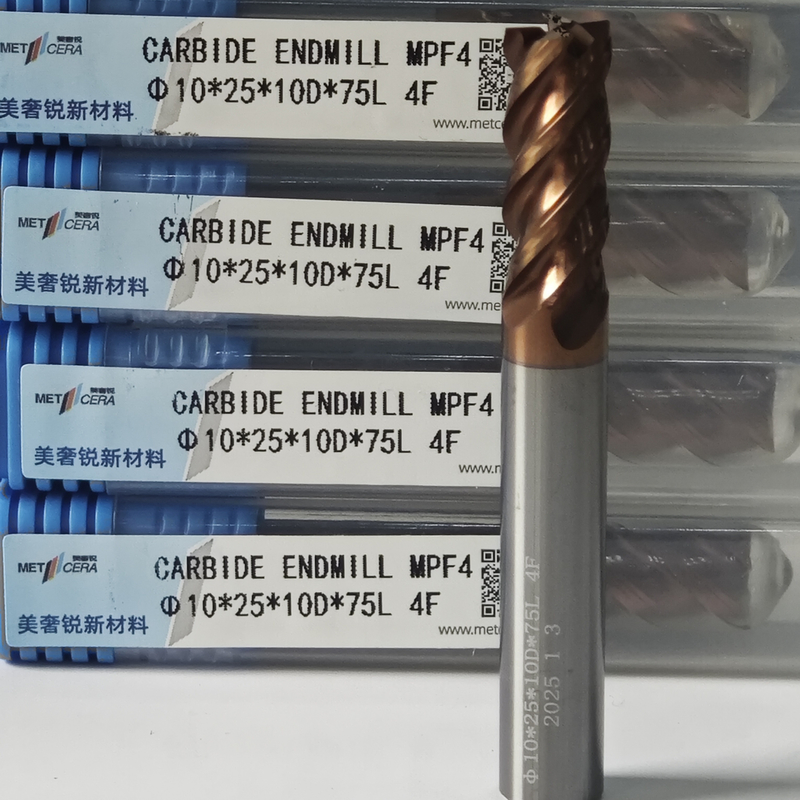 MPF4 유니버설 4 플루트 플래트 엔드 밀 10mm Φ10x25x10Dx75mm 고화질 HRC55-60 내에서 낮은 탄소 합금 강철 절단