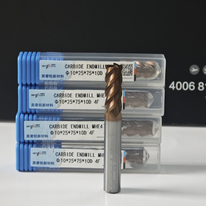 MHE4 TiAlSi 코팅 HRC55-60 고강도 4면 평면 프레싱 커터 10mm, φ10.0x25x10Dx75mm