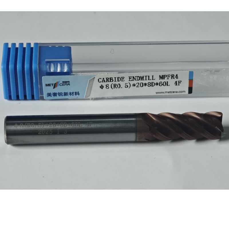 MPFR4 AlCr 코팅 유니버설 절단 끝 밀러 거친 가공 4 플루트 둥근 코 밀 8mm Φ8 R0.5 x20x8Dx60mm