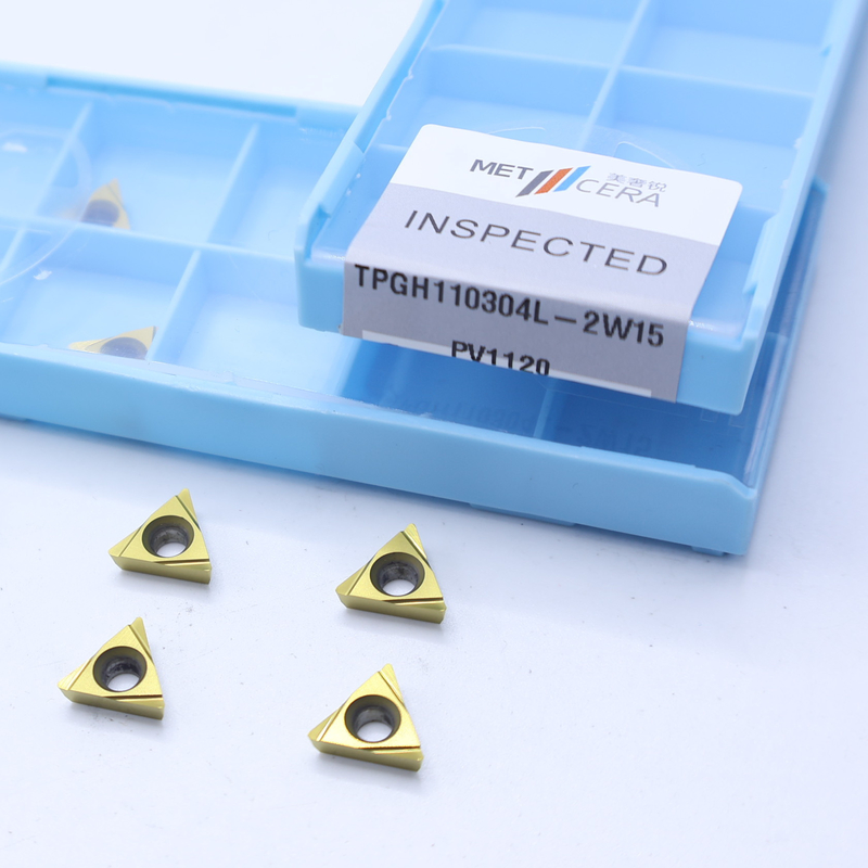 TiCN 세르메트 CNC 회전 삽입 TPGH1103 2W15 날카로운 마무리 칩 브레이커 금속 재료 높은 착용 저항 장점